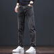 Cotton jeans for men straight slim fit 2025 new fashion brand autumn and winter plus velvet high-end men's casual long trousers spring and autumn 826 black regular 32