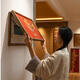 Guge Space Focus Art Entrance Painting Xishang Branch New Chinese Restaurant Copper Engraving Living Room Sofa Background Wall Meter Box Decorative Painting Xishang Branch Electric Meter Box 600x400mm Black Walnut Solid Wood Picture Frame Copper Color Burning Technology + Brass Painting Core + Package Installation