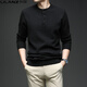 LILANZ Men's Cardigan Henley Neck Cardigan Autumn and Winter Thickened Casual Men's Round Neck Knitted Sweater Cashmere Sweater Black L 170 (120-140Jin Jin equals 0.5kg)