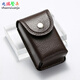 
Folding glasses box pure cowhide wearable belt Folding reading glasses glasses box head layer cowhide genuine leather feel anti-pressure black