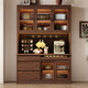 Small wooden sideboard integrated wall cabinet black walnut solid wood wine cabinet living room storage cabinet storage cabinet 1.6 meters three-door sideboard-without light combination
