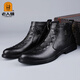 
Old man's winter new crocodile pattern plus velvet warm Martin boots men's outdoor trendy high-end soft-soled genuine leather comfortable snow boots black (single shoes) 1585 39