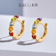 IL&CO Youke Small Colorful Candy 18K Gold Colored Gemstone Earrings Women's Natural Rainbow Earrings Birthday Valentine's Day Gift 18K Gold Earrings (Gemstones Approximately 70 Cents per Pair)