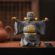 Mingke tea pet attracts wealth and treasures, purple sand tea pet ornaments, tea table, tea set accessories, tea toys, tea ceremony decoration, gold-painted red clay to attract wealth, God of Wealth