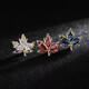 Jiemo Light Luxury Maple Leaf Brooch Men's Corsage Suit Pin Crystal Badge Simple and Attractive Pin Lapel Pin Accessories z4 Red