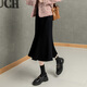 Sibaishe High Waist Fishtail Skirt 2025 Autumn New Women's Fashion Simple Mid-Length Slim Skirt
