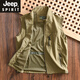 Jeep Spirit Outdoor Multi-Función Vest Menores de verano 2025 Summer delgado transpirable resistente al agua Collar Chaqueta de chaleco casual Summer Khaki verde L