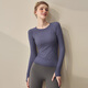 LULULMCCTN long-sleeved yoga top women's round neck outdoor running sports T-shirt Pilates training suit thin lilac gray L