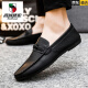 
Western Camel (VANCAMEL) Men's Bean Dog Shoes Korean Business Work Casual Leather Shoes Breathable and Versatile Anti-Slip One-Pin Men's Shoes 2025 Spring D829 Brown 39 Small