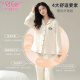 Modal pure cotton pajamas for women in spring and autumn long-sleeved loose large size thin style can be worn on the outside sweet and cute women's home clothing set 12811 L suitable for 100-120Jin [Jin equals 0.5 kg]