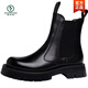 Specht Frühlings- und Herbstlederstiefel echtes Leder für Herren Leder Britisch Stil Schwarz mittelgroßen Martin Boots Innerer Erhöhung Cover Schuhe atmungsaktive High-Top-Herrenschuhe Schwarze innere Erhöhung (Baumwolle) 41