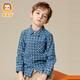 Hengyuanxiang boys' long-sleeved shirt pure cotton spring and autumn new children's casual shirt children's clothing plaid western style top trendy blue grid 130