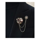 QUAMER gold store Korean style temperament brooch double chain cute pearl jewelry women's suit suit men's shirt
