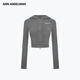 ANN ANDELMAN official direct-selling sweater cardigan coat women's autumn and winter new zipper hooded sweater top dark gray S
