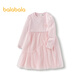 Balabala children's clothing girls dress children's knitted skirt 2025 spring bow mesh skirt sweet 209125111003