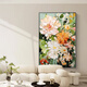 Long time no see green small fresh living room decoration painting abstract floral texture hanging painting sofa background floor painting