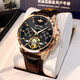 Européen Pinke Site officiel Swiss Certified Watch Men's Mechanical Watch Flywheel Full Automatic Luminous Imperproofing Date Calendar Week Watch Flaghip Version - 3291 Brown Leather Rose Black Greed Graving
