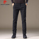 Pierre Cardin business casual pants for men in autumn and winter, trendy thickened woolen pants for middle-aged and young people, men's elastic trousers, black 38