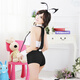 
Long Night Manman Passion Set Role Playing Nightclub Clothes Low Cut Uniform Temptation SM Set Student O Uniform Professional Outfit Women Cat Girl 1283 Top + Short Skirt + Scarf/Ring All Size