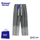 Wassup Hermu Offizielle trendige Jeans Herbst- und Winter American High Street Wide Bein Straight Hosen Lose Gradientenwäsche 5009 Blue L (Empfohlen 110-130jin [Jin entspricht 0,5 kg])