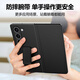 Leather shell [anti-fall wristband] suitable for Samsung Fold5 mobile phone case genuine leather Galaxy Z Fold5 business magnetic flap protective case full cover for men and women business black