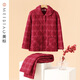 American Standard gift couple's pajamas for women, thickened and warm, three-layer quilted, can be worn outside, red plaid suit, home clothes, cherry red (men) L