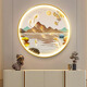 Three ants New Chinese style Jiuyu Picture Porch Decorative Painting with Lights Round Mural Entrance Door Painting Living Room Hanging Painting Landscape Crystal Porcelain Painting Jiuyu Jucai 1342 Diameter 100cm Remote Control Connection Power Supply Gold Aluminum Alloy Frame