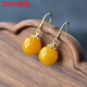 TOAY Apricot Dew Beeswax Ear Hook Jade Earrings Earrings Women's National Style Earrings Amber Retro Niche Yellow Ear Clip Apricot Dew Earrings