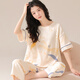 Odifen 100% Baumwoll antibakterielle Anti-Mitentiten Frauen-Pyjama Frauen reines Baumwoll kurzärmelige Heimkleidung Set Starry Sky Aprikosen L.