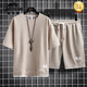 Classic Car (Laoyeche) 2025 High-End-Casual Sports-Set Herren-Sommer-Eis-Sensing Trendy Loose Short Sleeve Shorts Set 3880 Aprikosenfarbe 4xl