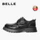 Belle pleated business leather shoes men's cowhide thick sole formal shoes A1422AM4 black-furry 41