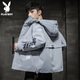 Playboy (PLAYBOY) jacket men's charge jacket men's spring and summer men's casual hooded workwear trendy top black - XL