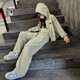 Baleinna Korean Girl Sweatshirt Set Spring and Autumn 2025 New Fashionable Children's Sports Leisure Pants Street Big Children's Three-Piece Set Green (Vest + Jacket + Pants) 160cm