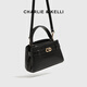 CHARLIE&KELLI CK brand light luxury bag women's bag crocodile pattern Kelly bag women's handheld crossbody bag Valentine's Day birthday gift black Beijing warehouse delivery free brand gift bag