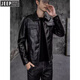 JEEP SPIRIT autumn and winter new men's quilted casual leather jacket men's motorcycle jacket slim fit Korean style lapel men's PU leather jacket black (model) plus velvet XL (suitable for 135-150 Jin Jin equals 0.5 kg)