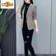Chudiao Houndstooth Small Suit Jacket Women 2025 New Spring and Autumn Korean Style Casual Douyin Suit Top Brown Color Houndstooth Brooch Randomly Send 4XL Recommended 135-150Jin Jin is equal to 0.5 kg