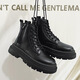 Lekali Martin boots men's boots British fan boots high top leather boots trendy cool autumn and winter new style boots large size work shoes Martin boots men's boots black [42]