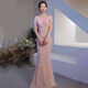 Weiaiidexiaosongshu Abendkleid für Frauen 2023 Neues Banketttemperament Fischschwanz Gastgeber leichter Luxus Nische High-End Pink M