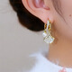 KASIYU 2025 new imitation cat's eye stone ginkgo leaf earrings for women fashionable temperament versatile earrings for women unique niche cat's eye stone ginkgo leaf