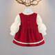 Kexin baby children's clothing girls spring dress two-piece fashionable spring dress baby girl fashionable princess dress suit baby clothes red with bag (GA057) 90 size recommended 1-2 years old (weight 9-12KG)