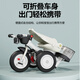 FULAIXIN [folding, lying] Children's tricycle, bicycle, baby children's car lightweight trolley, two-way stroller, foldable, lying + clutch + titanium air wheel, khaki