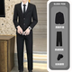 Men's four-piece suit suit, professional business small suit, formal jacket, men's slim fit groom's companion wedding dress 01 Jacket Black + 04 White Lining + 04 Pants Black + Tie XL