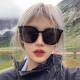 Genuine GM sunglasses men driving high-end sunglasses women taking photos to make them look slim and sun protection high-value trendy H style 丨Black frame black film-High-definition UV protection