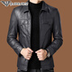 ARMANI EXCHANGE Armani lapel leather jacket men's velvet thickened leather jacket young and middle-aged jacket men's winter jacket regular style AG_BL813 black M 170