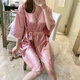 梦园朵睡衣女夏季冰薄浴衣睡袍系带睡性感女士短春秋网红家居服 9896浅豆沙粉 睡袍 M码(85-100斤)