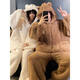 Rich Couple Bear Pajamas Women's Autumn and Winter Coral Velvet Flannel Men's Winter Hooded Thickened Home Clothes Set XY Velvet #66743 Male L (Weight 95-120