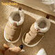 Balabala children's slippers winter boys and girls warm baby cotton slippers toddlers indoor plus velvet home cotton shoes for middle and large children