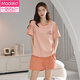Modal pajamas for women summer pure cotton shorts shorts thin sweet and cute solid color casual cotton women's home clothing set 9855 M