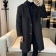 Playboy (PLAYBOY) autumn and winter woolen coat men's mid-length trendy thickened windbreaker men's loose youth khaki woolen coat cotton black thickened XL