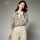 Late White New Product 2025 Autumn Lapel Fashion Top Simple Elegant Elegant Temperament Versatile Shirt Women Brown S
